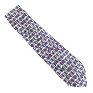 Structure Men Necktie Pure Silk Geometric White Blue Green Red 60x4 - NWOT